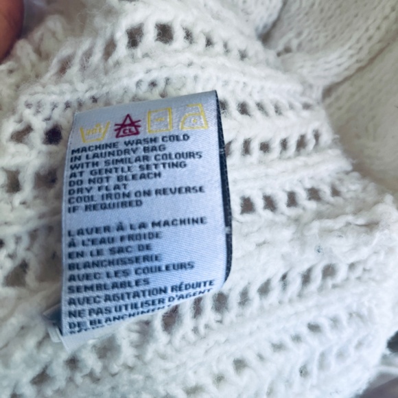 Kersh Women Openwork  Cable Кnit Turtleneck White Sweater Oversized Size XS - Picture 10 of 15